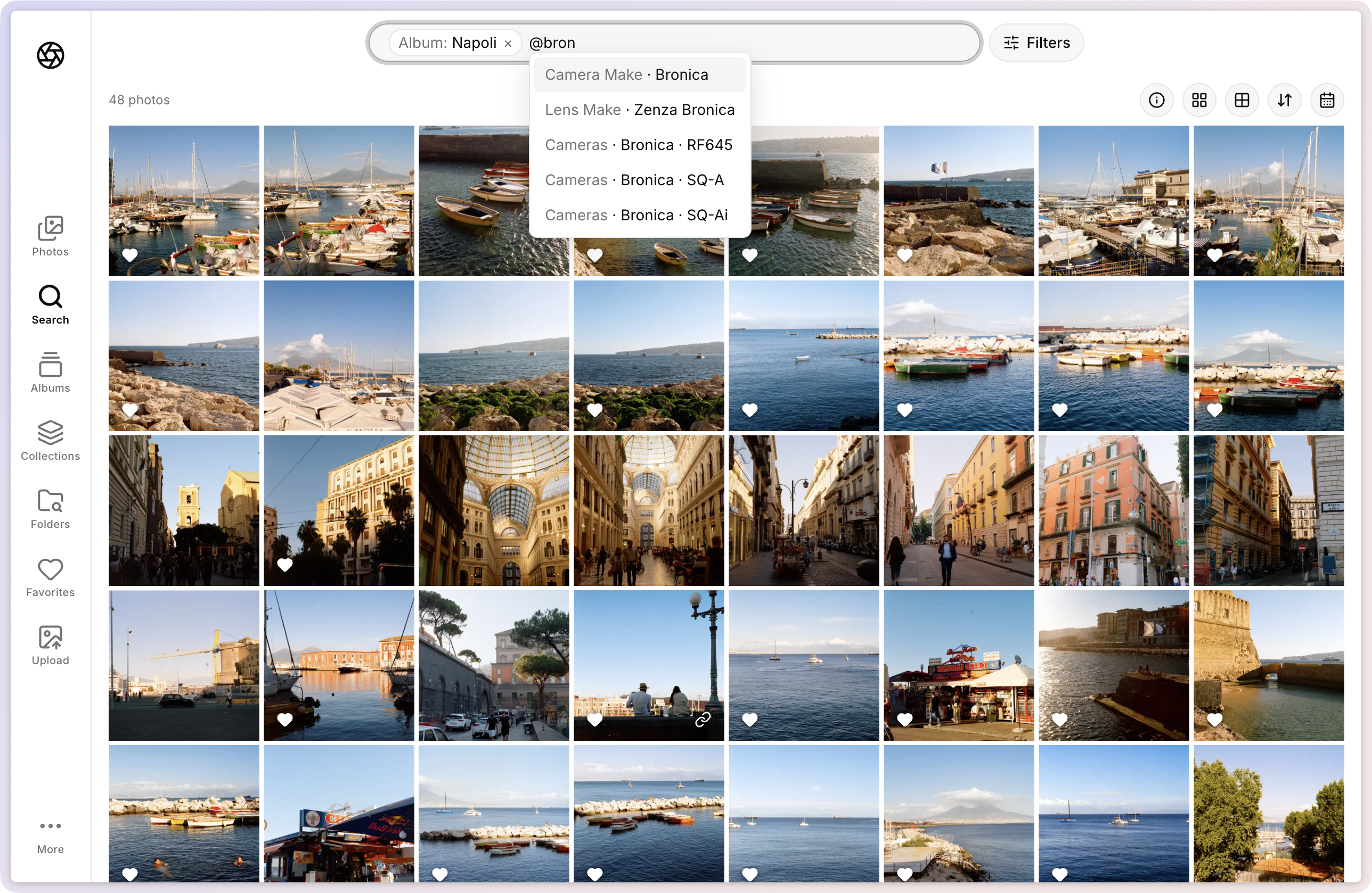 Lumio search with filter chips and field autocomplete